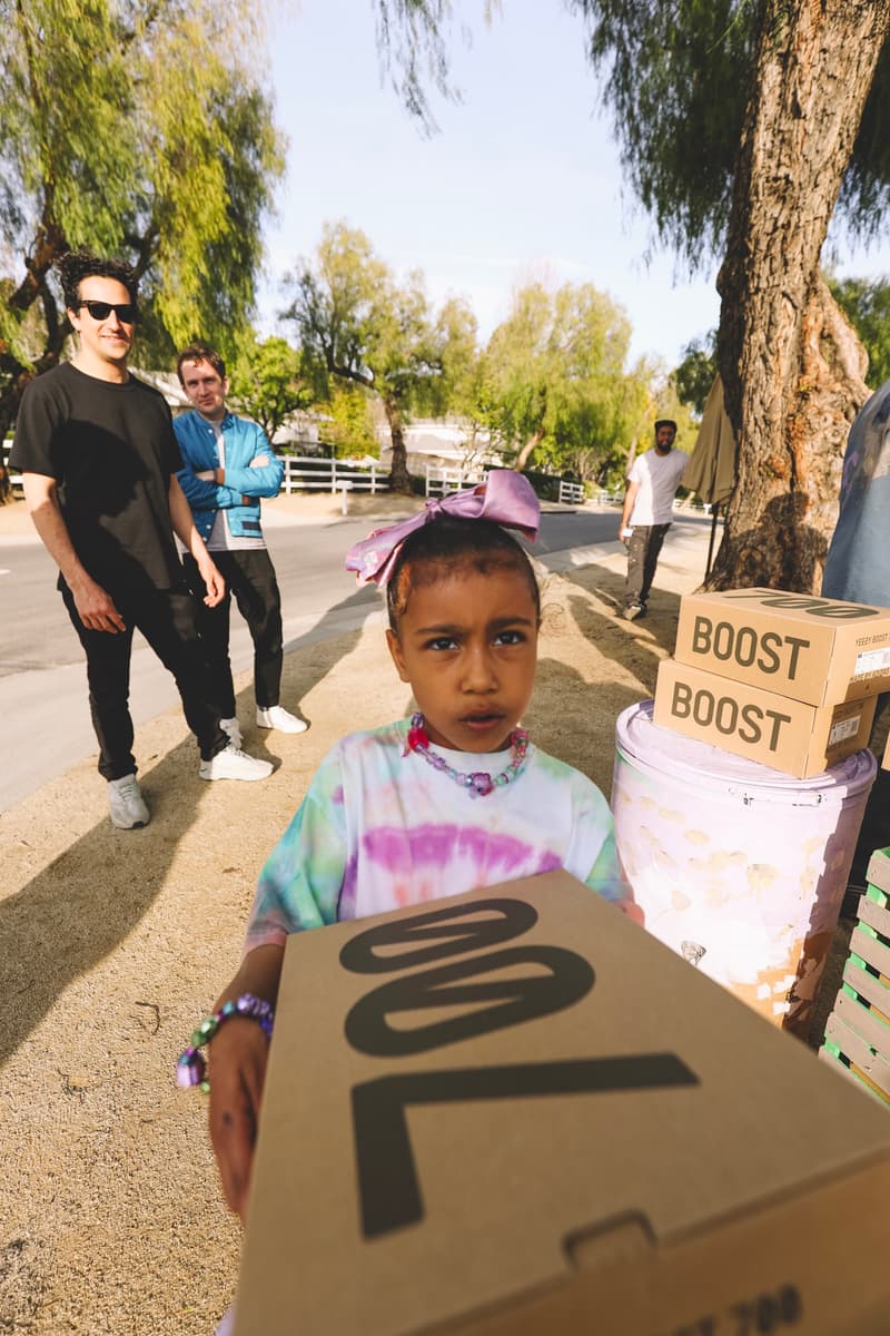 Kanye West Sets up YEEZY Lemonade Stand for Charity Kim Kardashian YEEZY Boost 700 V2 âGeodeâ north west adidas pop ups