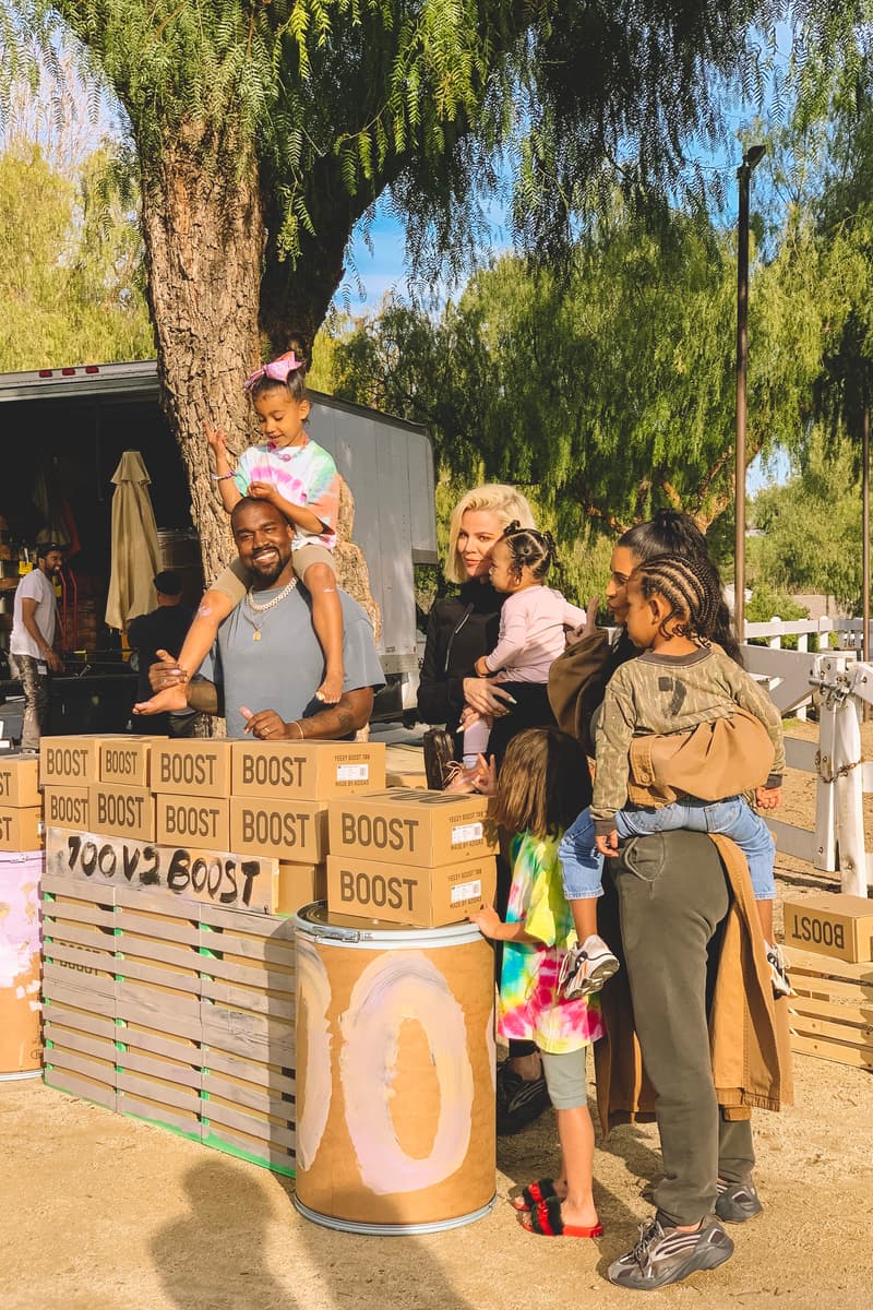 Kanye West Sets up YEEZY Lemonade Stand for Charity Kim Kardashian YEEZY Boost 700 V2 âGeodeâ north west adidas pop ups