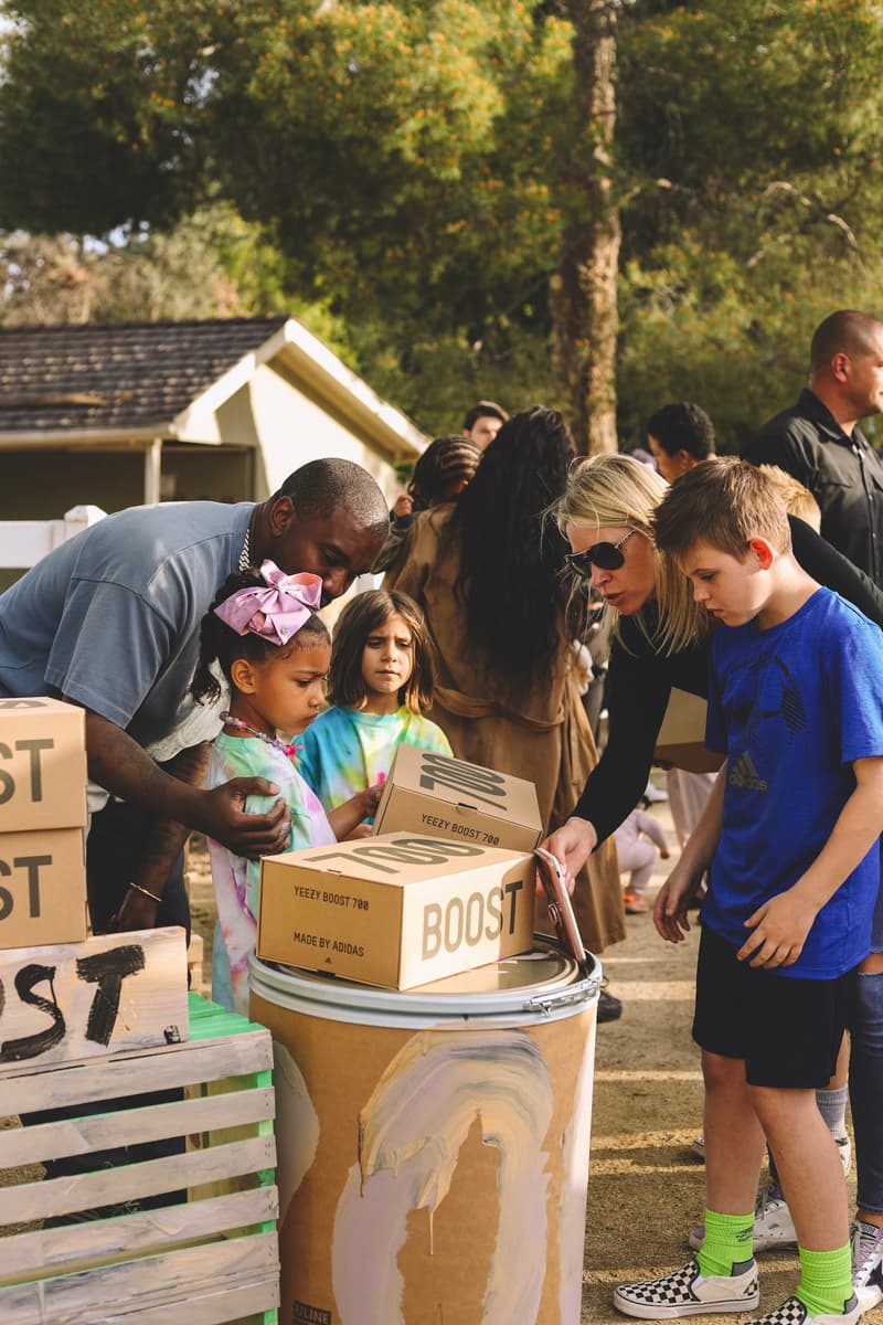 Kanye West Sets up YEEZY Lemonade Stand for Charity Kim Kardashian YEEZY Boost 700 V2 âGeodeâ north west adidas pop ups