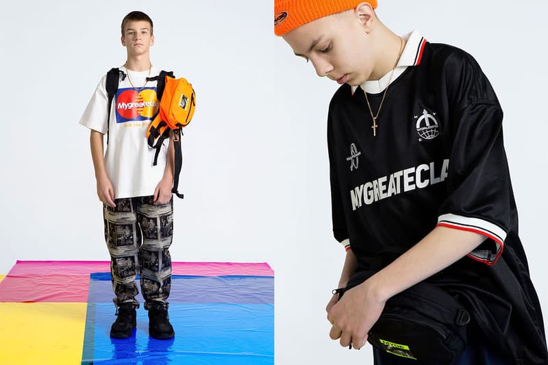 MYGE SS19 Spring Summer 2019 Lookbook Collection NU POWER New Oversized Branding Tailoring T Shirt Silk Scarves Accessories Trousers Streetwear