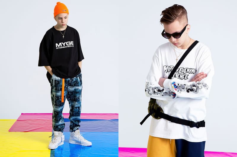 MYGE SS19 Spring Summer 2019 Lookbook Collection NU POWER New Oversized Branding Tailoring T Shirt Silk Scarves Accessories Trousers Streetwear