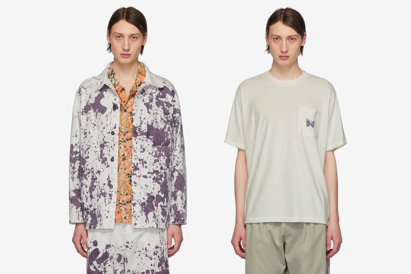 NEEDLES Spring Summer 2019 Release SSENSE Collection T shirt Track Jacket Pants Coat Robe Hat Scarf buy store track pants jacket shirt set butterfly paint splatter release