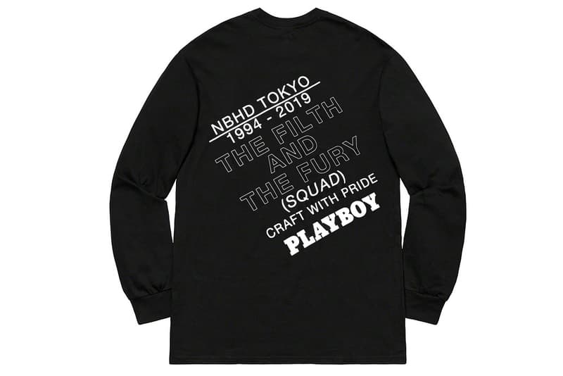 Neighborhood Playboy White Label hoodie t shirt collab tee graphic bunny black info details release date buy price 2019 socks hat sweater sweatshirt collaboration