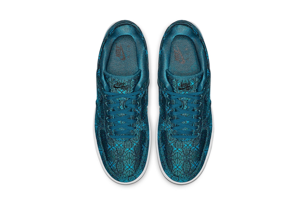 Nike Air Force 1 Stained Glass Window Royal Emerald Teal Colorway Black Detailing Special Release Opulent Monochromatic Tonal Loud Embroidered All Over Design Information Drop Date 