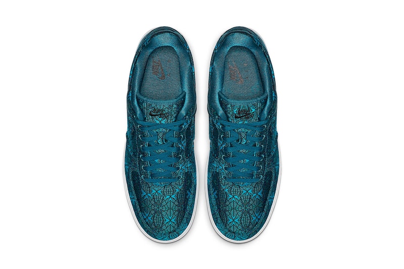 Nike Air Force 1 Stained Glass Window Royal Emerald Teal Colorway Black Detailing Special Release Opulent Monochromatic Tonal Loud Embroidered All Over Design Information Drop Date 