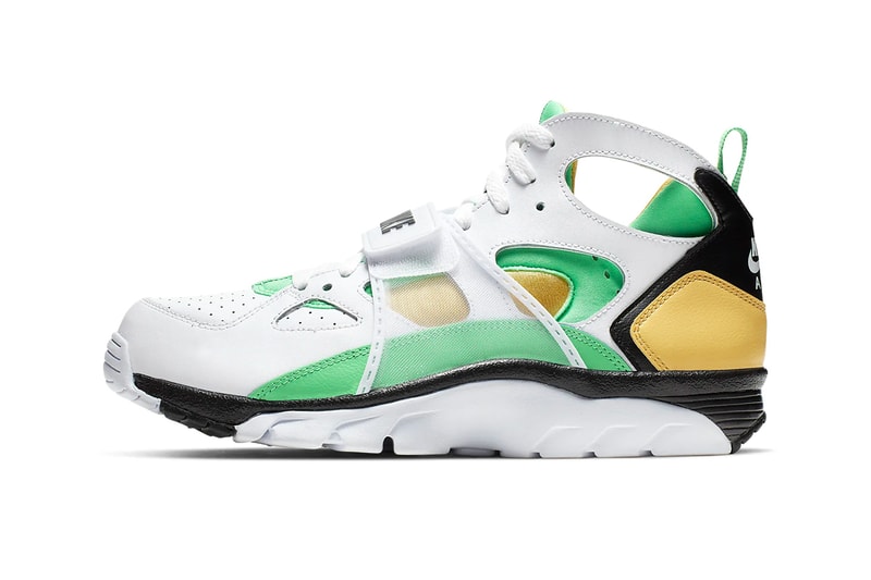 Nike Air Trainer Huarache White Topaz Gold Black Electro Green Release