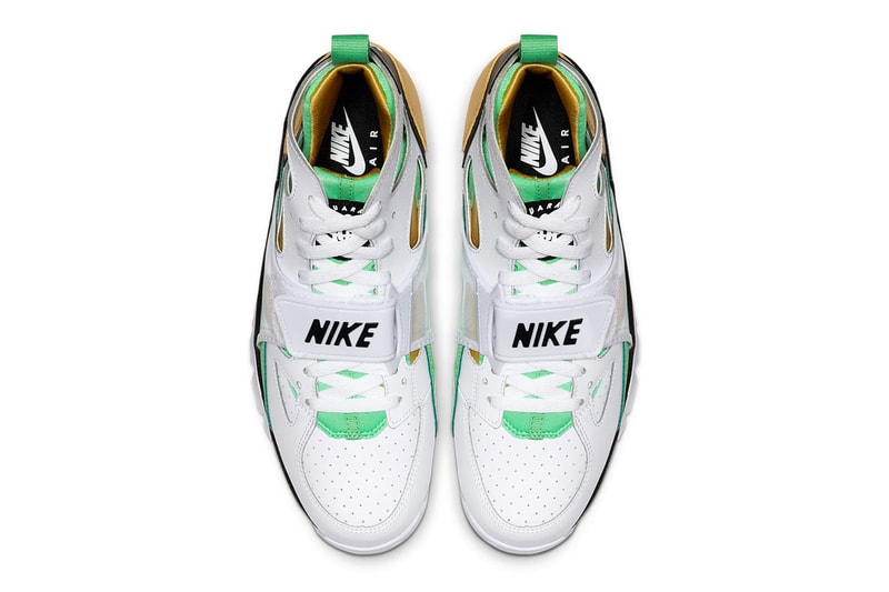 Nike Air Trainer Huarache White Topaz Gold Black Electro Green Release