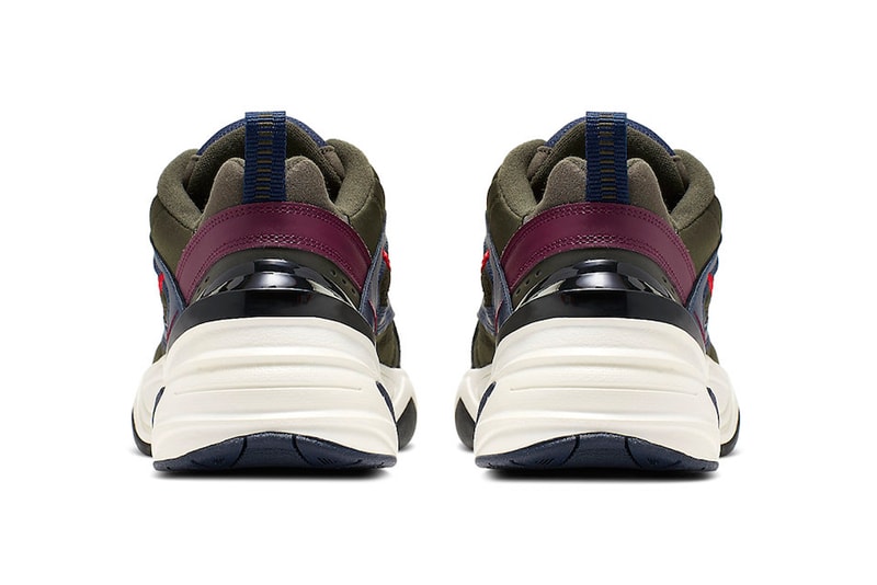 nike m2k tekno bordeaux midnight navy gold colorway release