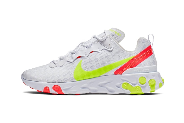 The Nike React Element 55's Checkerboard Upper Is Done in Crisp White
