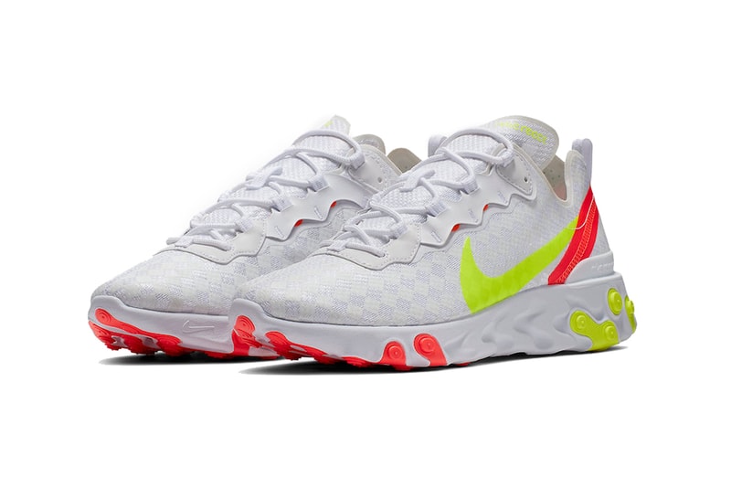 nike react element 55 white crimson volt 2019 spring footwear nike sportswear