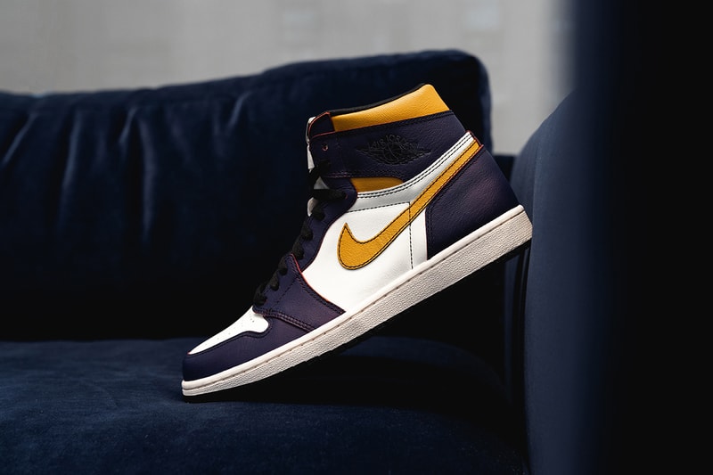 nike sb air jordan 1 retro high og closer look 2019 march footwear court purple black university gold light bone black crimson tint hyper pink