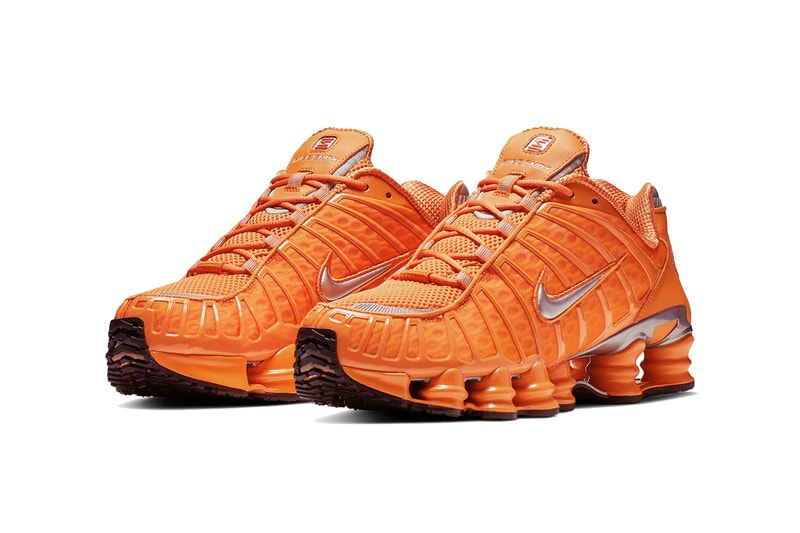 nike shox tl total orange silver triple black 2019 march footwear sportswear