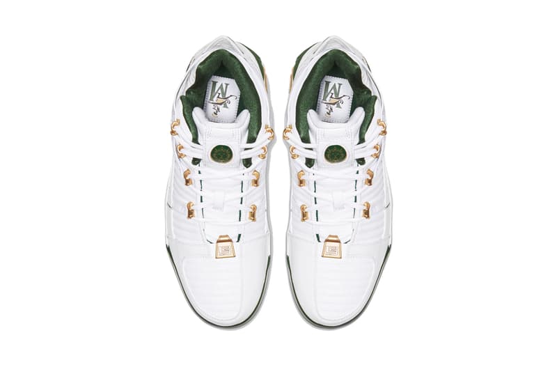 nike zoom lebron 3 svsm 2019 march release information nike basketball footweat lebron james  away green gold white