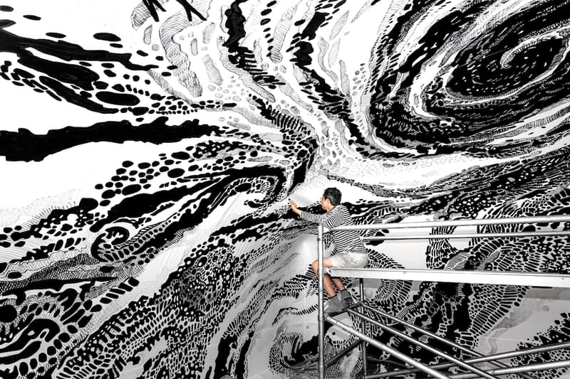 oscar oiwa visionaire black and light immersive mural new york city installation artwork