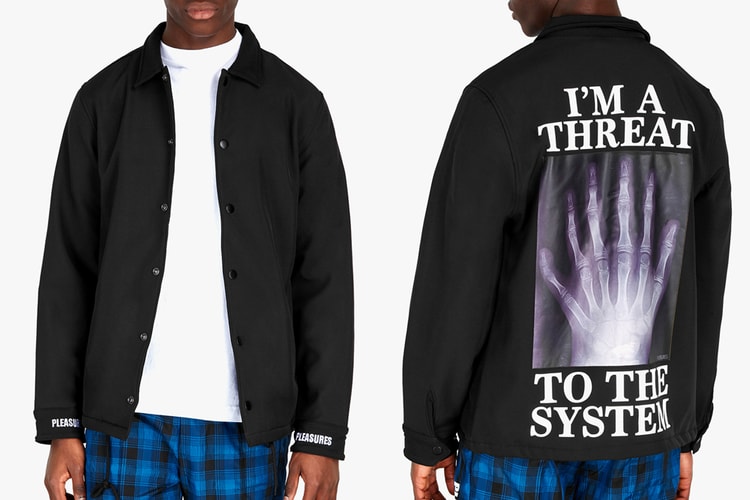 PLEASURES "Threat" Coach Jacket Makes an Edgy Statement