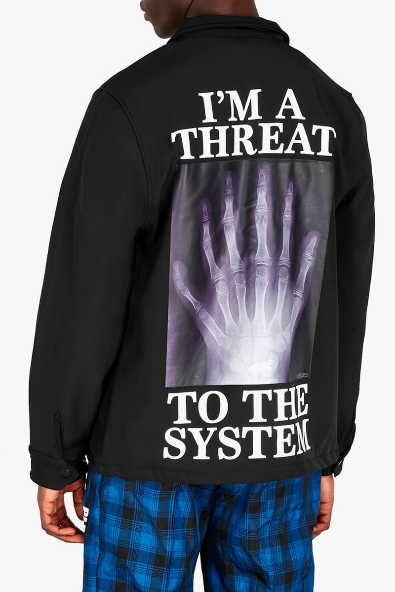 pleasures threat black shell coach jacket release