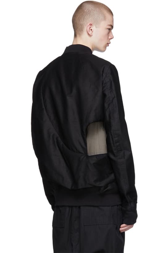 Rick Owens Drkshdw Black Shed Flight Bomber Jacket SSENSE COATS Jackets Black RiRi Retailer Shopping Nylon Outerwear 