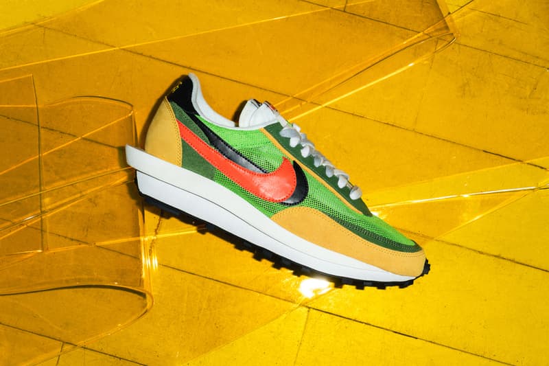 sacai x Nike "LDV With Waffle Daybreak" Closer looks drop release info colorways flight club Green Gusto/Black-Varsity Maize-Safety Orange Varsity Blue/Del Sol-Varsity Red-Black