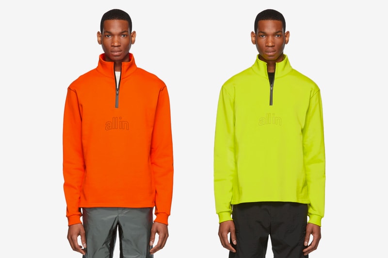 SSENSE Exclusive all in Capsule Release Tennis Astro Sneakers Yiddish Winter Puffy Winter Half Zip Pullover Hoodie T shirt Highlighter Neon Orange Yellow