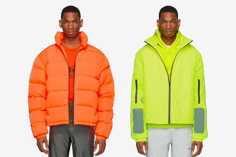 SSENSE Exclusive all in Capsule Release Tennis Astro Sneakers Yiddish Winter Puffy Winter Half Zip Pullover Hoodie T shirt Highlighter Neon Orange Yellow