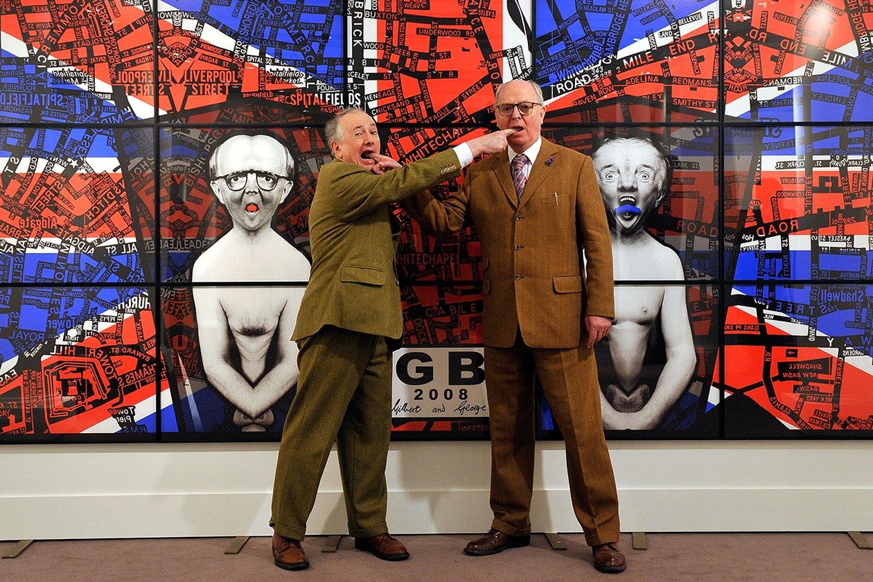 Supreme Gilbert & George Collab Feature Artist Series Art-Brut Anti-Establishment Art Pop Art Andy Warhol Pablo Picasso 1984 pictures dirty words pictures exhibition artworks photographs montage collage