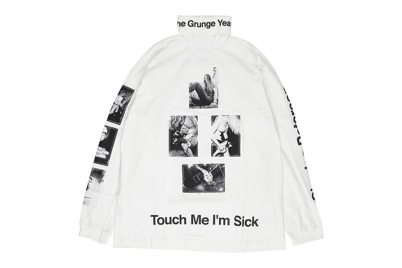 TAKAHIROMIYASHITA TheSoloist. spring summer 2019 ss19 grunge charles peterson kurt cobain courtney love sweater turtleneck pullover knit jacket parka hooded scarf print graphic photograph collaboration