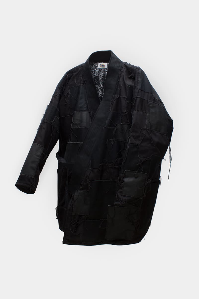Tired Lab Spring/Summer 2019 Capsule Collection Waley Gao entrop reversible padded jacket patchwork bandana phase vest olive black mechanics cropped jacket contrast patch pant zip patch pant dislocated patchwork pant patchwork button up shirt embroidered logo tee toronto canada menswear