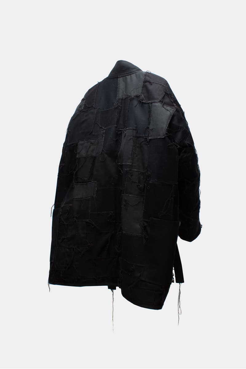 Tired Lab Spring/Summer 2019 Capsule Collection Waley Gao entrop reversible padded jacket patchwork bandana phase vest olive black mechanics cropped jacket contrast patch pant zip patch pant dislocated patchwork pant patchwork button up shirt embroidered logo tee toronto canada menswear