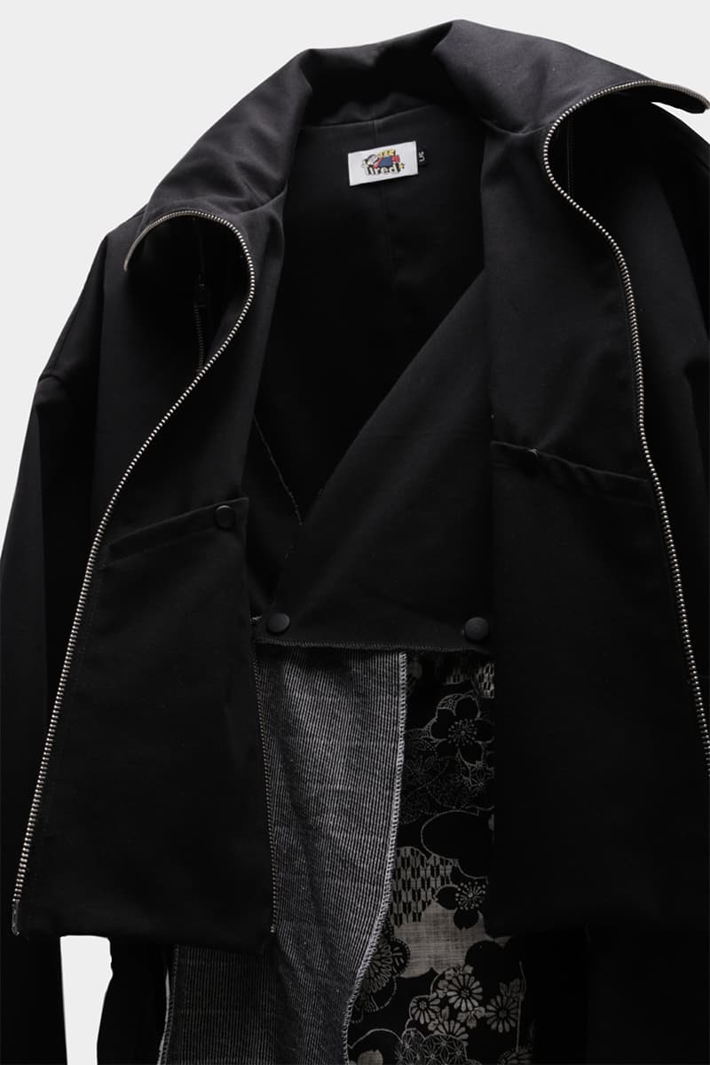 Tired Lab Spring/Summer 2019 Capsule Collection Waley Gao entrop reversible padded jacket patchwork bandana phase vest olive black mechanics cropped jacket contrast patch pant zip patch pant dislocated patchwork pant patchwork button up shirt embroidered logo tee toronto canada menswear