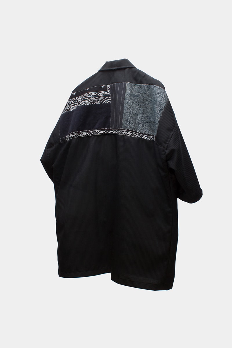 Tired Lab Spring/Summer 2019 Capsule Collection Waley Gao entrop reversible padded jacket patchwork bandana phase vest olive black mechanics cropped jacket contrast patch pant zip patch pant dislocated patchwork pant patchwork button up shirt embroidered logo tee toronto canada menswear
