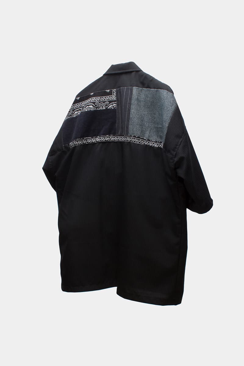 Tired Lab Spring/Summer 2019 Capsule Collection Waley Gao entrop reversible padded jacket patchwork bandana phase vest olive black mechanics cropped jacket contrast patch pant zip patch pant dislocated patchwork pant patchwork button up shirt embroidered logo tee toronto canada menswear
