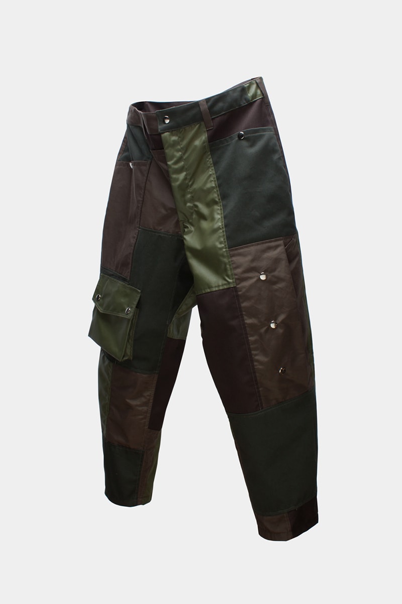 Tired Lab Spring/Summer 2019 Capsule Collection Waley Gao entrop reversible padded jacket patchwork bandana phase vest olive black mechanics cropped jacket contrast patch pant zip patch pant dislocated patchwork pant patchwork button up shirt embroidered logo tee toronto canada menswear