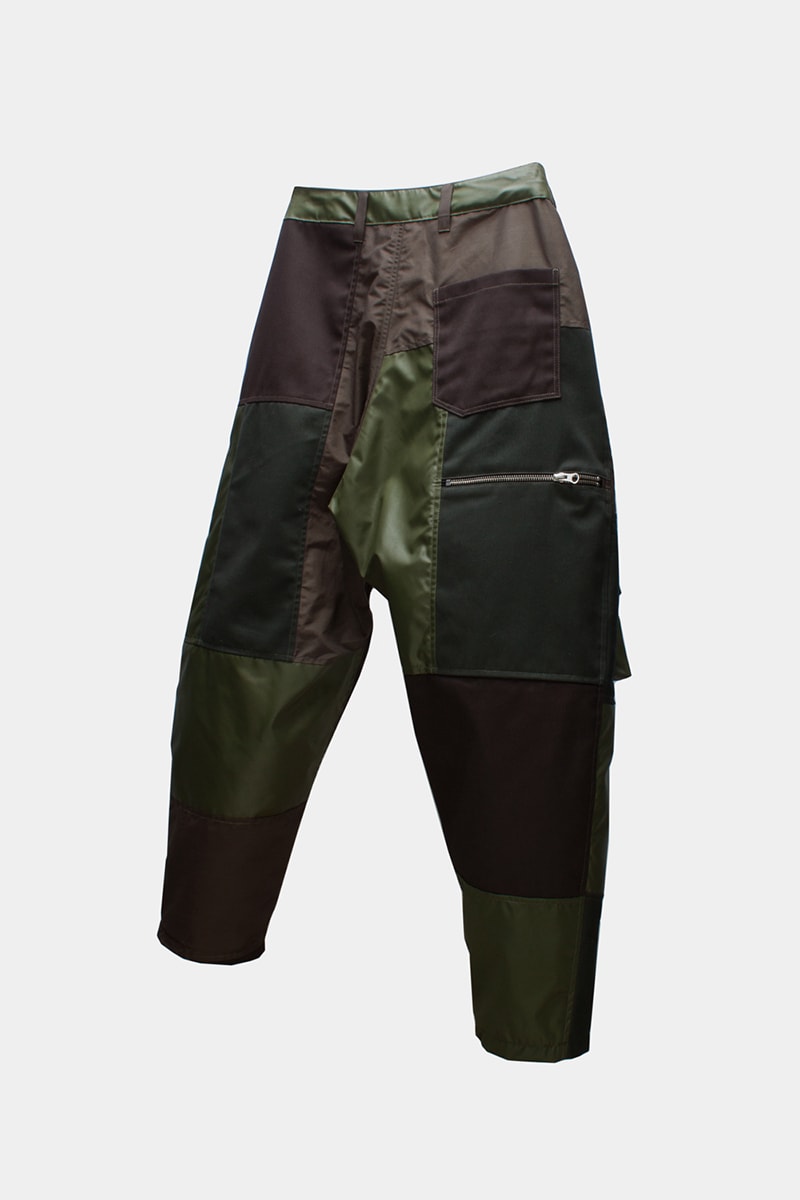 Tired Lab Spring/Summer 2019 Capsule Collection Waley Gao entrop reversible padded jacket patchwork bandana phase vest olive black mechanics cropped jacket contrast patch pant zip patch pant dislocated patchwork pant patchwork button up shirt embroidered logo tee toronto canada menswear