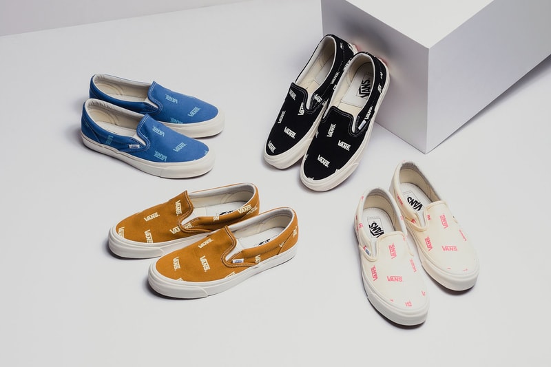 Vans Vault Og Classic Slip On Multi Logo Release black blue brown white 