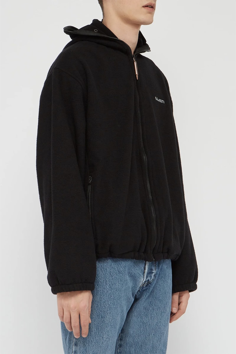 VETEMENTS Runway SS19 Spring Summer 2019 Logo-print face mask fleece jacket Black Zipper Eye Covers Demna Gvasalia Bullet Zip Detailing 