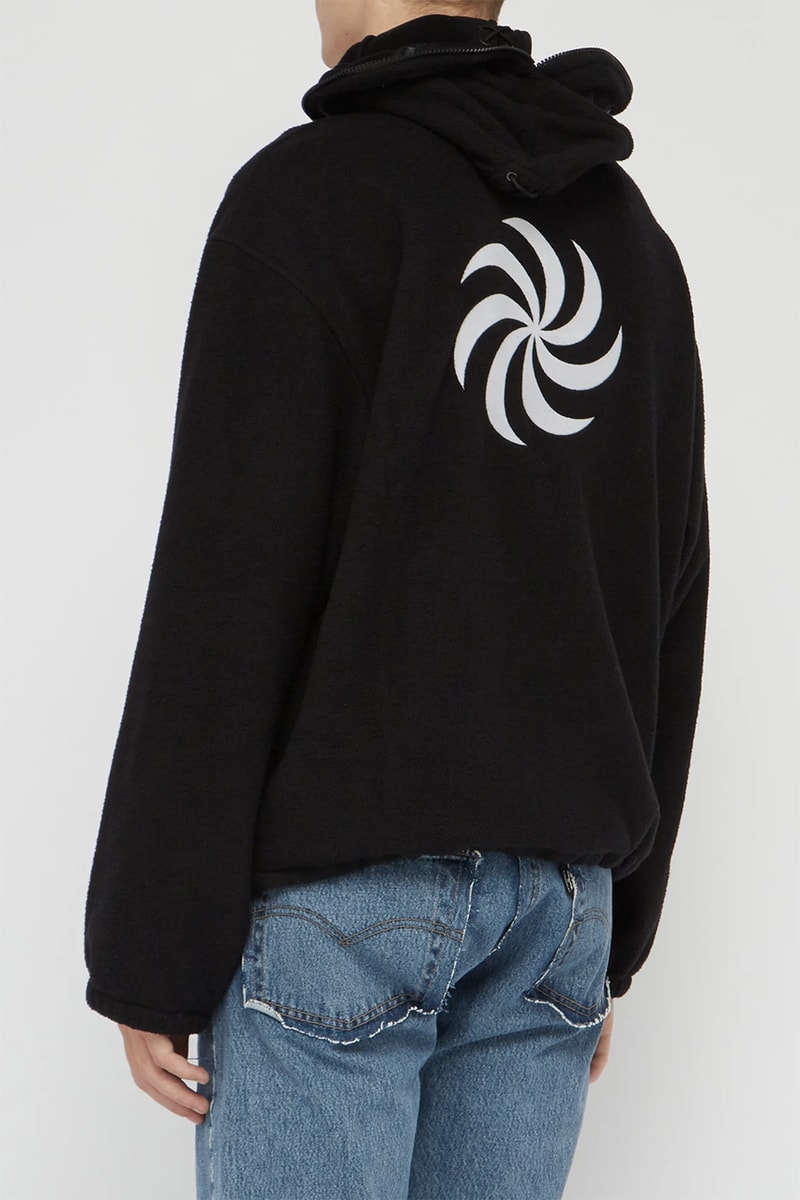 VETEMENTS Runway SS19 Spring Summer 2019 Logo-print face mask fleece jacket Black Zipper Eye Covers Demna Gvasalia Bullet Zip Detailing 