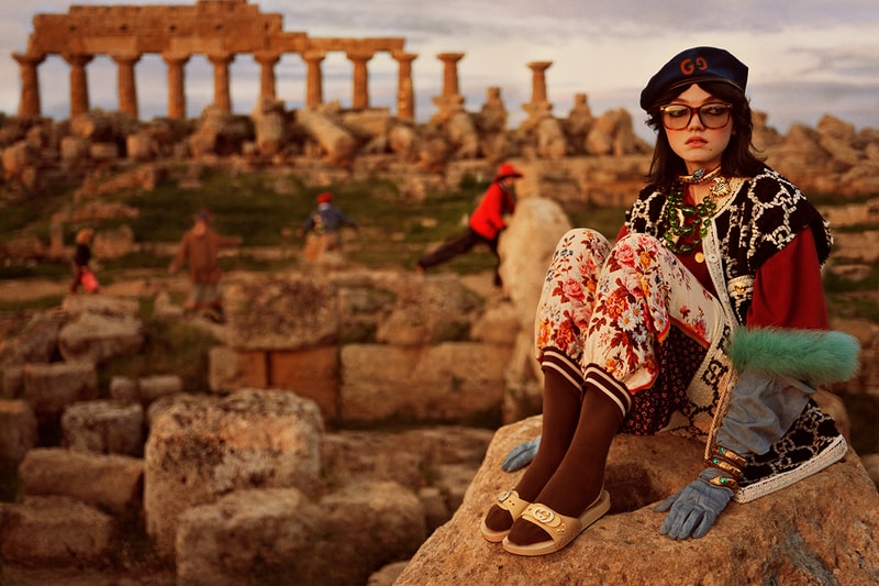 Gucci Pre Fall 2019 Campaign Bohemian Selinunte Archaeological Park Sicily 7th century BC Temple of Hera Creative Director Alessandro Michele Venice Beach Stereotypes hardcore punks rollerbladers bodybuilders surfers App Augmented Reality AR Advertising User Experience 