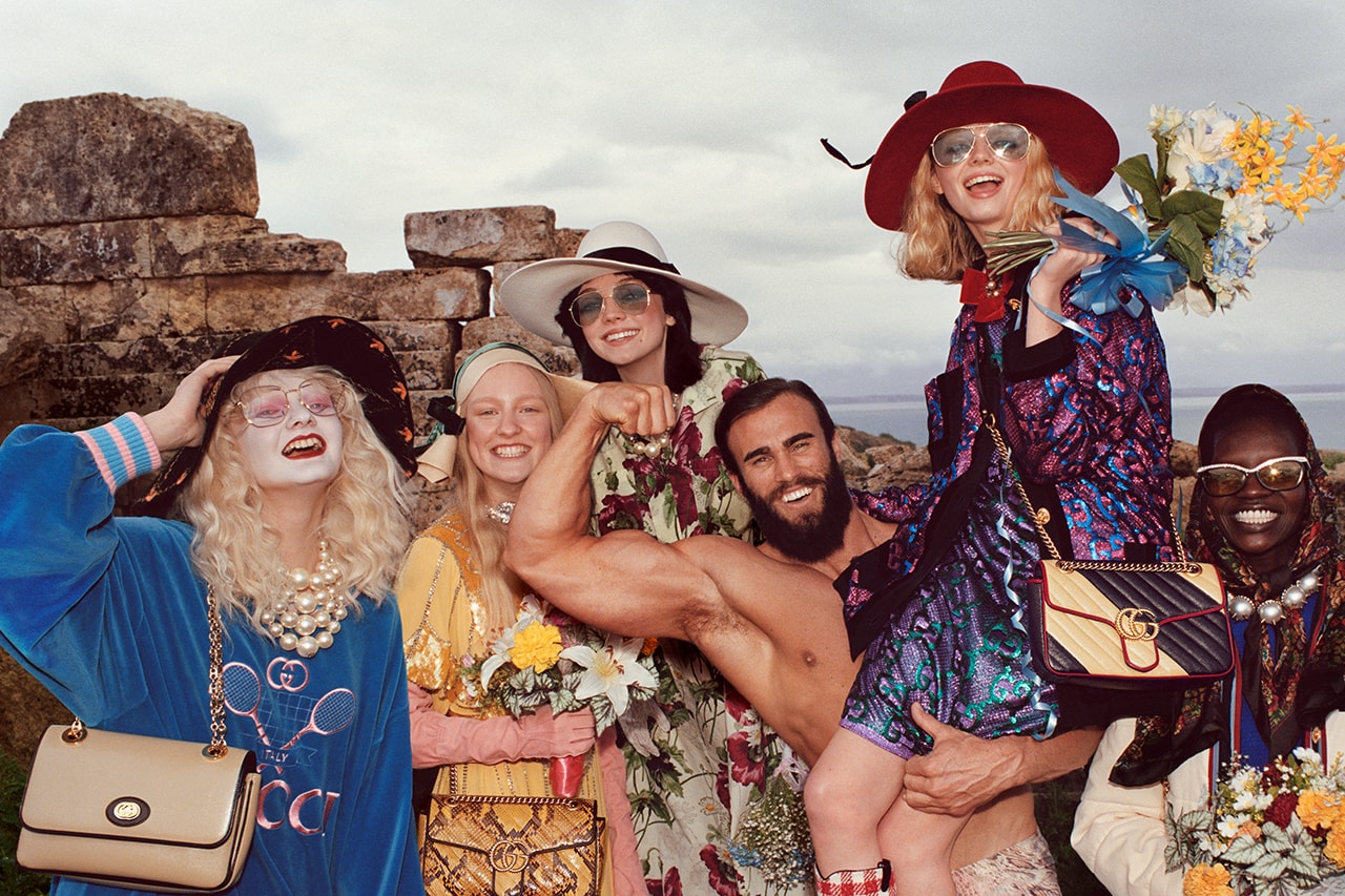 Gucci Pre Fall 2019 Campaign Bohemian Selinunte Archaeological Park Sicily 7th century BC Temple of Hera Creative Director Alessandro Michele Venice Beach Stereotypes hardcore punks rollerbladers bodybuilders surfers App Augmented Reality AR Advertising User Experience 