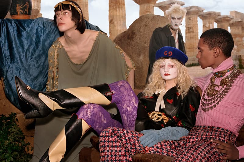 Gucci Pre Fall 2019 Campaign Bohemian Selinunte Archaeological Park Sicily 7th century BC Temple of Hera Creative Director Alessandro Michele Venice Beach Stereotypes hardcore punks rollerbladers bodybuilders surfers App Augmented Reality AR Advertising User Experience