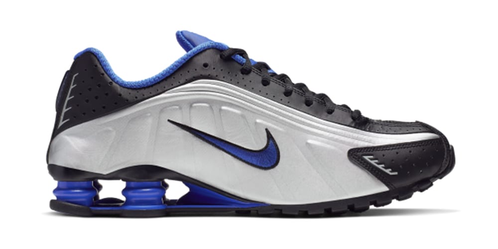 blue and silver nike shox