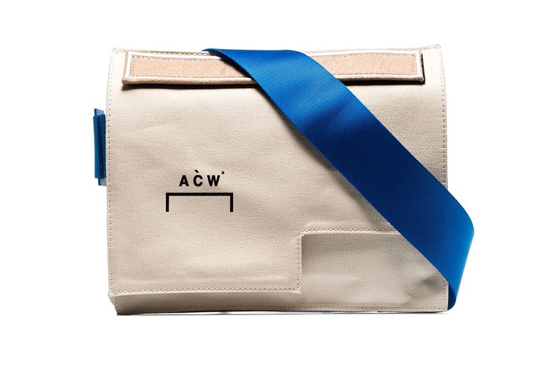 a cold wall acoldwall cream contrast strap asymmetric cotton messenger bag