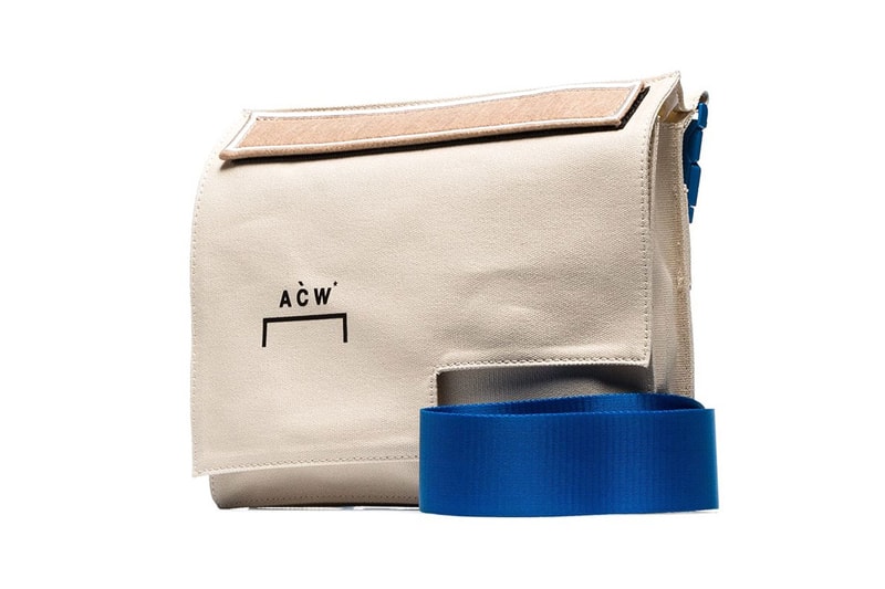 a cold wall acoldwall cream contrast strap asymmetric cotton messenger bag