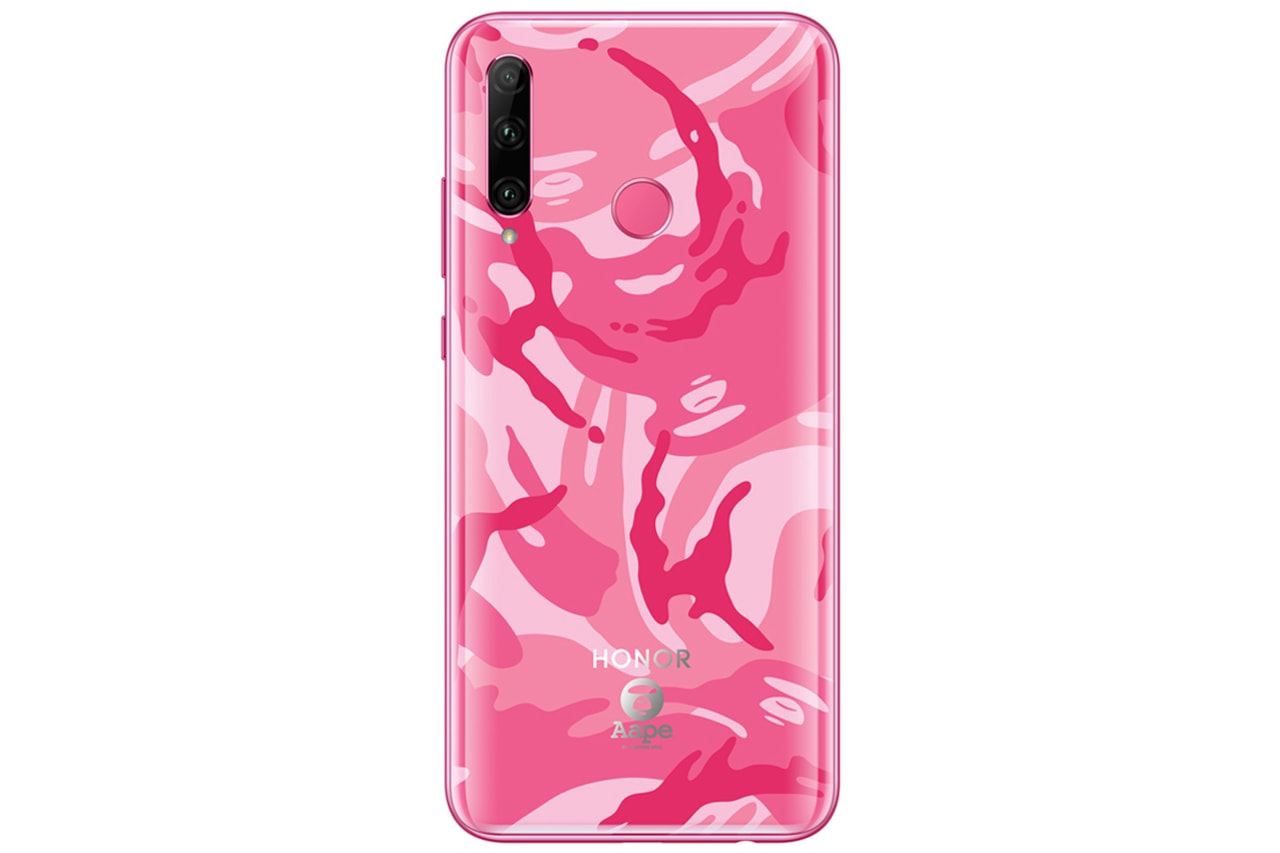 Glory 20i AAPE x HONOR Special Edition Smartphone Release Information Drop Limited Skin Wallpaper Body wild blue magic jungle pink BAPE camouflage Moon Face logo engraved 