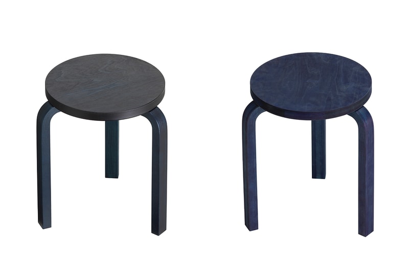 Artek FIN/JPN Friendship Collection Milan Design Week 2019 home interior goods accessories furniture stool book Jo Nagasaka ColoRing COMPANY Secrets of Finland Kirsikankukka pattern Pieces of Aalto Akira Minagawa Koichi Futatsumata Kiulu Bench Stool 60, Bench 153B and Tea Trolley 901
