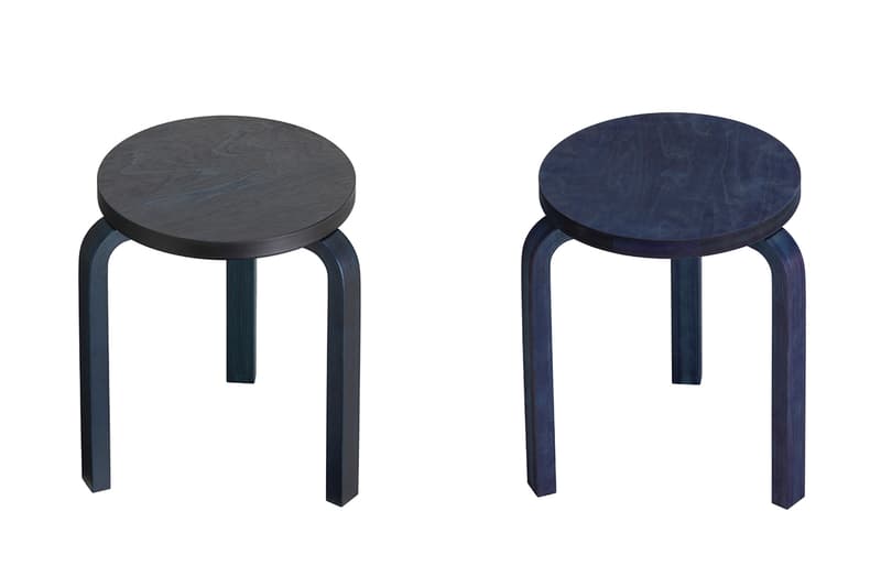 Artek FIN/JPN Friendship Collection Milan Design Week 2019 home interior goods accessories furniture stool book Jo Nagasaka ColoRing COMPANY Secrets of Finland Kirsikankukka pattern Pieces of Aalto Akira Minagawa Koichi Futatsumata Kiulu Bench Stool 60, Bench 153B and Tea Trolley 901