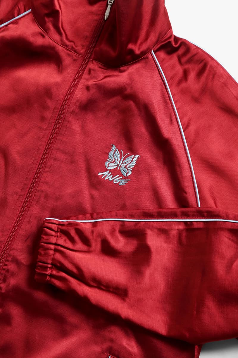 AWGE NEEDLES Spring Summer 2019 Capsule Collection Nepenthes A$AP Rocky Run-up Popover Jacket Side Line Seam Pocket Easy Pants Track Piping Classic Pullover Hoodie String Sweat black pink purple red grey black second