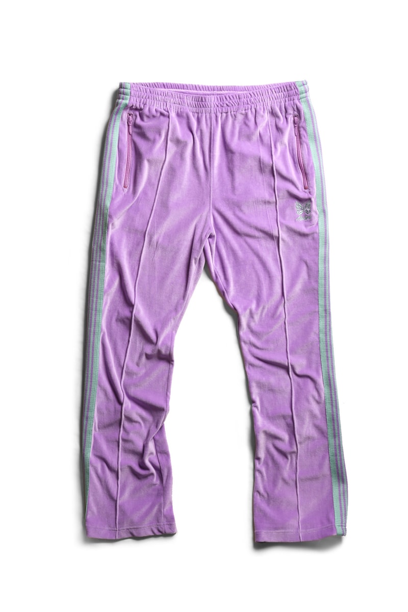 AWGE NEEDLES Spring Summer 2019 Capsule Collection Nepenthes A$AP Rocky Run-up Popover Jacket Side Line Seam Pocket Easy Pants Track Piping Classic Pullover Hoodie String Sweat black pink purple red grey black second