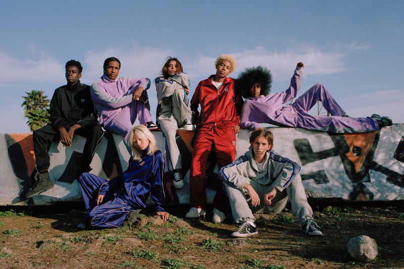 AWGE NEEDLES Spring Summer 2019 Capsule Collection Nepenthes A$AP Rocky Run-up Popover Jacket Side Line Seam Pocket Easy Pants Track Piping Classic Pullover Hoodie String Sweat black pink purple red grey black second