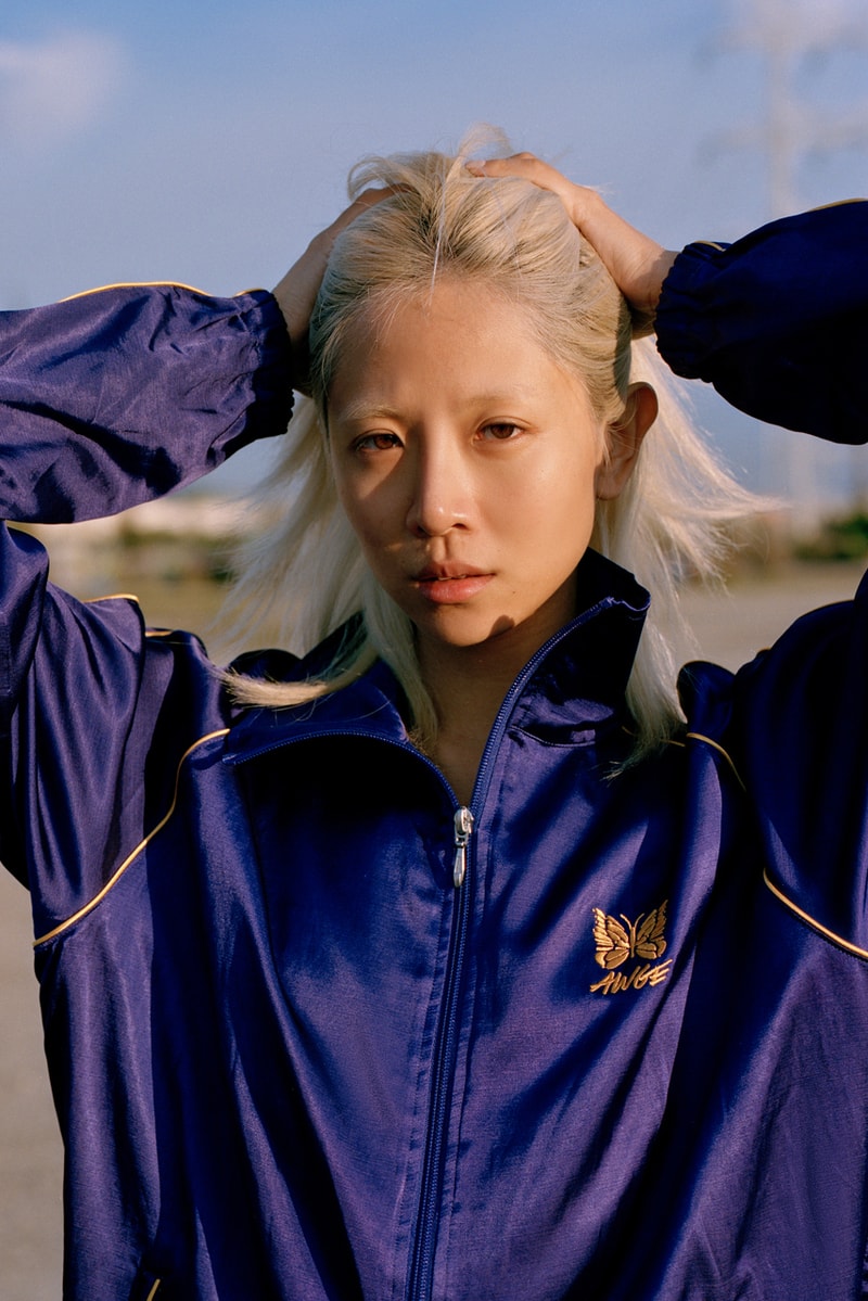 AWGE NEEDLES Spring Summer 2019 Capsule Collection Nepenthes A$AP Rocky Run-up Popover Jacket Side Line Seam Pocket Easy Pants Track Piping Classic Pullover Hoodie String Sweat black pink purple red grey black second