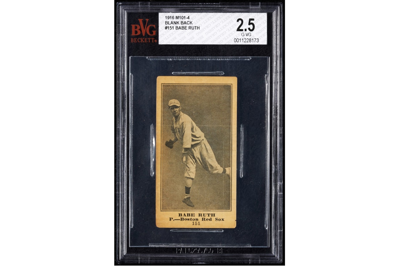 babe ruth rookie baseball card goodwin auction major league boston red sox